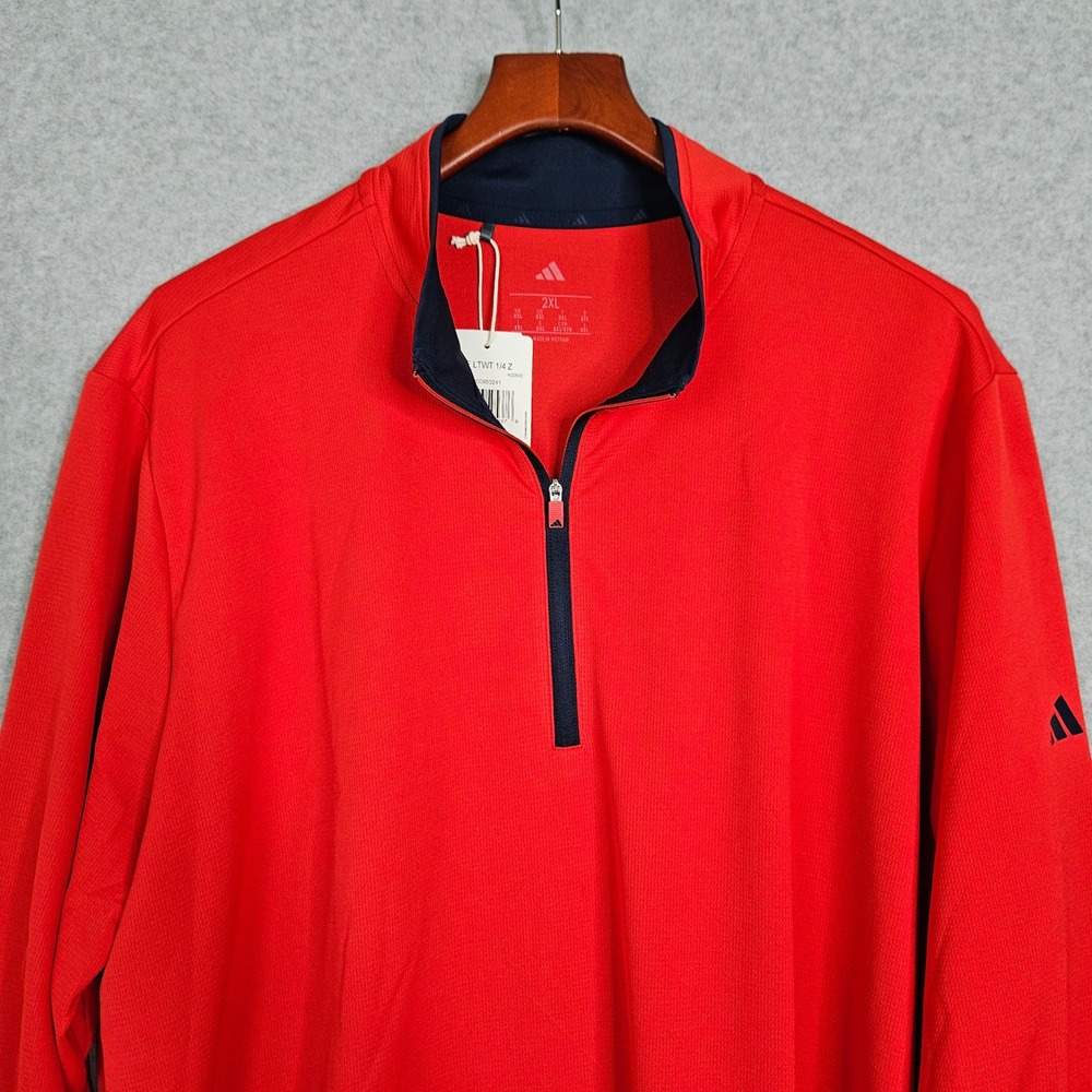 Adidas Mens Core Lightweight 1/4 Zip Pullover Red Navy 2XL KC0503 New